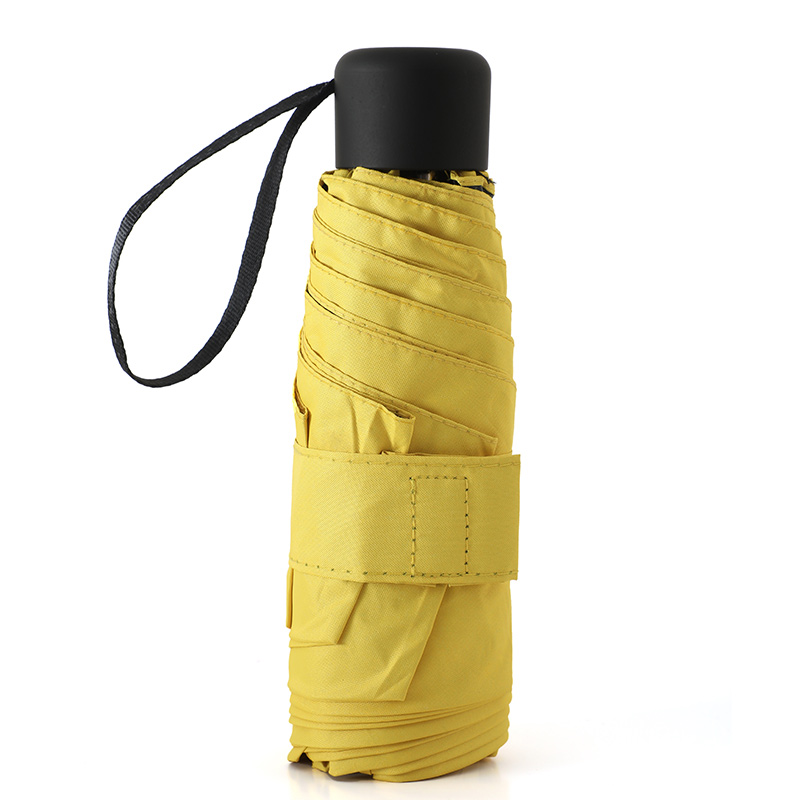 Mini paraguas plegable ultraligero de bolsillo para mujer, paraguas plegable pequeño a prueba de viento para viaje, paraguas compacto para lluvia para hombre, paraguas protector solar para exteriores: YELLOW