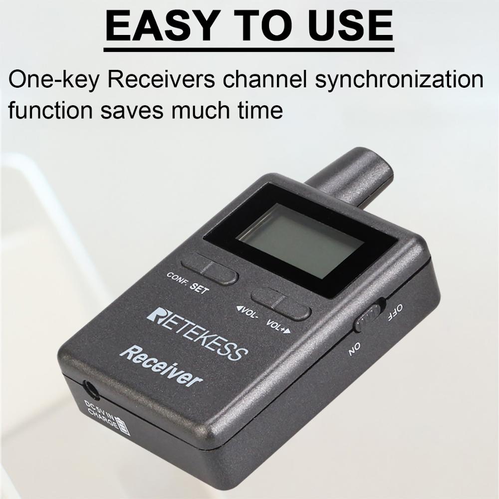 Retekess TT105 2.4GHz Wireless Receiver Tour Guide System for Church Translation System Traveling Museum Visit Conference
