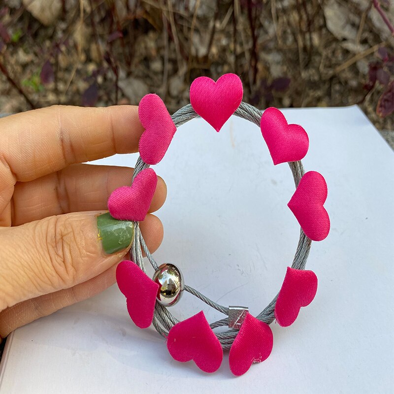 Câble magnétique argenté de 1.5M, corde pour cadre Photo, Art mural, corde suspendue, artisanat, chambre d&#39;enfants, support Photo, décorations d&#39;exposition: Fuchsia heart