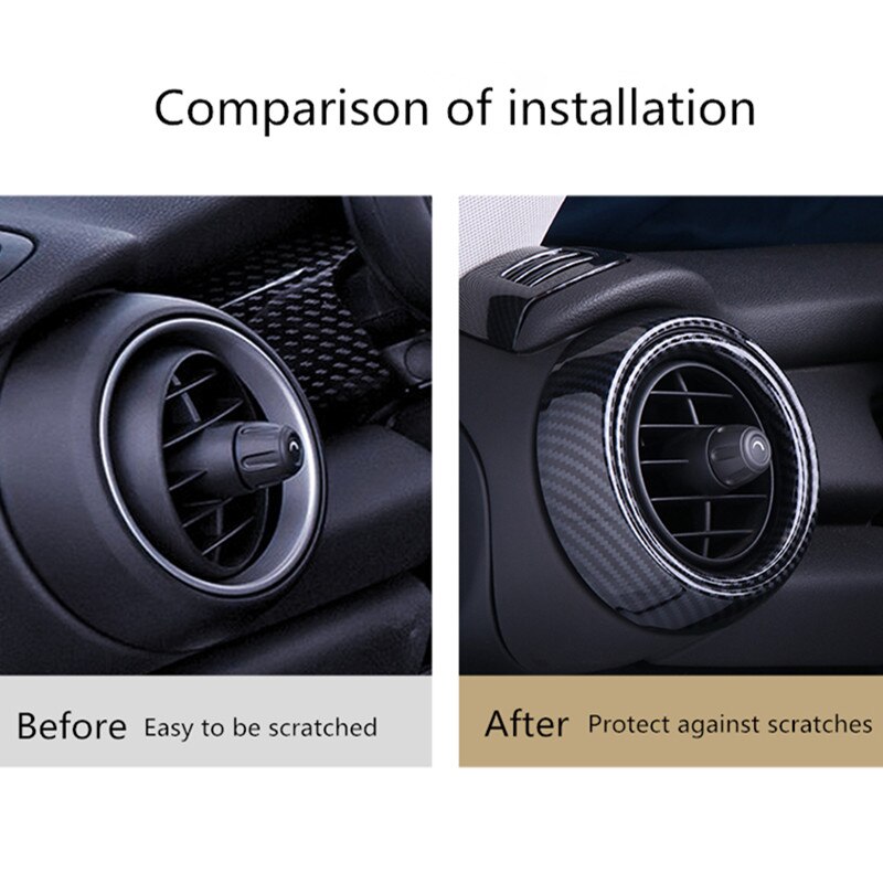 Anel de ventilação de ar do carro saída capa caso escudo de fibra carbono habitação adesivo decoração para mini cooper um s jcw f55 f56 f57 acessórios