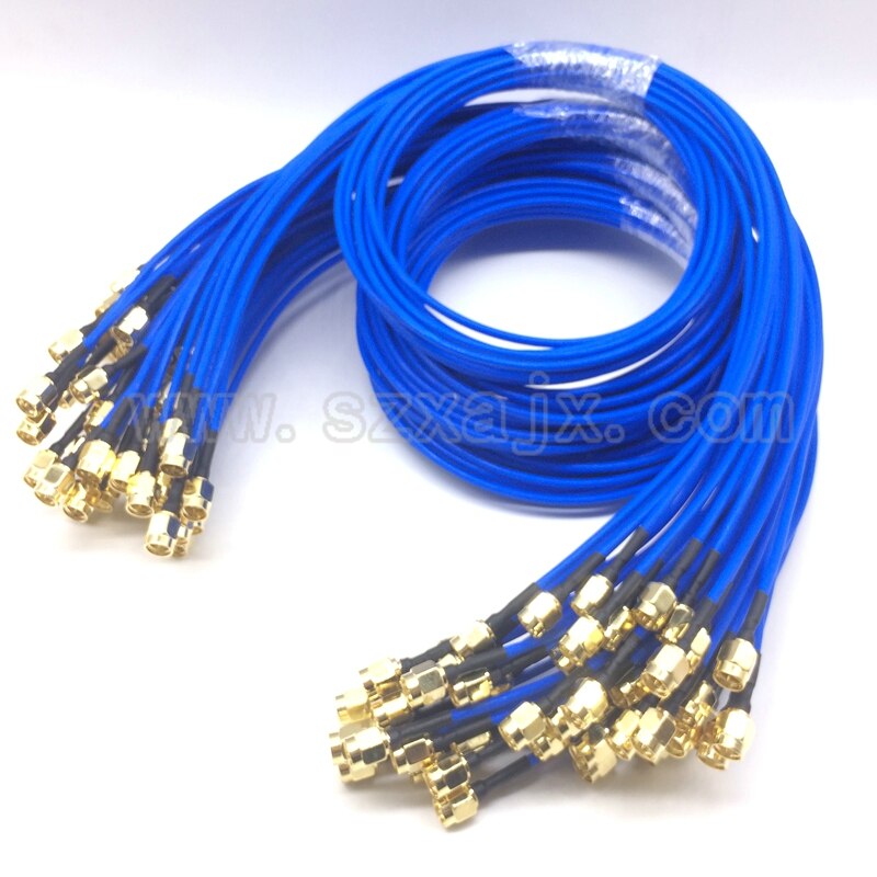 JX connector 1 pcs SMA naar SMA connector rechte RF Coaxiale kabel SMA MALE naar SMA MALE RG405 086 kabel blue skin adapter