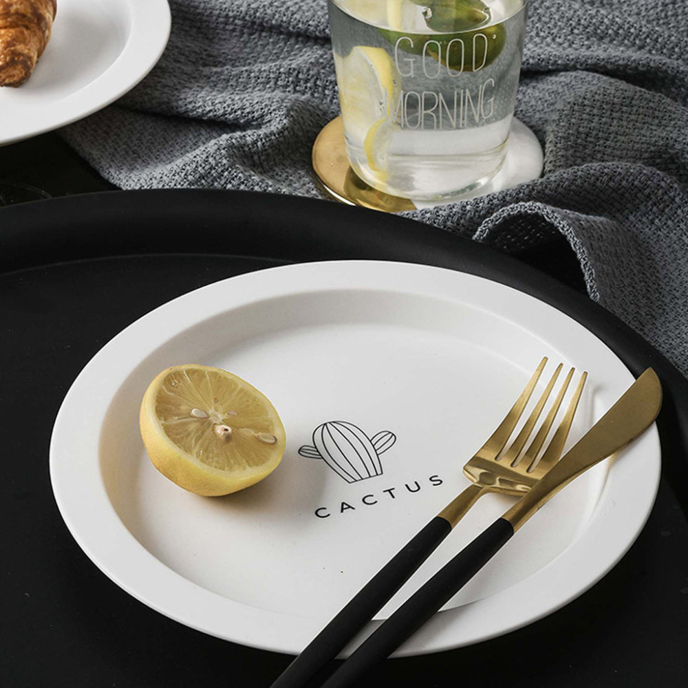 plato de aperitivos Blanco/Negro, plato de almuerzo, pastel, fruta, plato de golosinas, bandeja de plato, plato redondo minimalista moderno y xs
