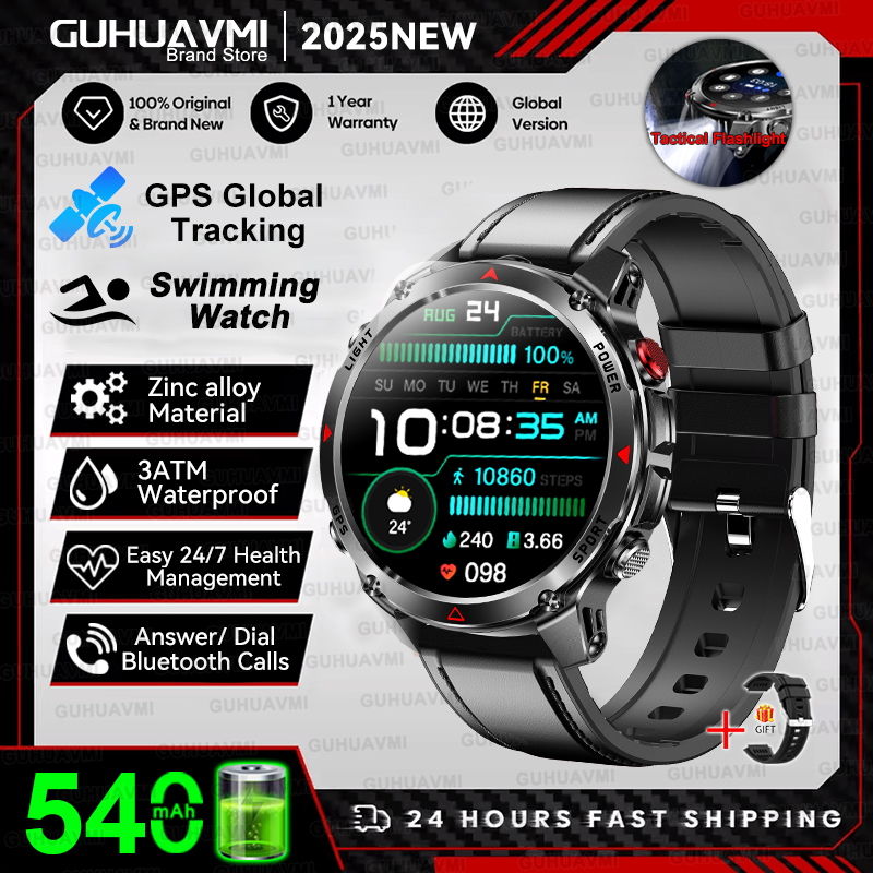 2025nuovo GPS sport Astuto Della Vigilanza Degli Uomini Bussola Altimetro Orologi Chiamata Promemoria Frequenza Cardiaca fitness 3ATM Impermeabile Smartwatch Esterno: Radura