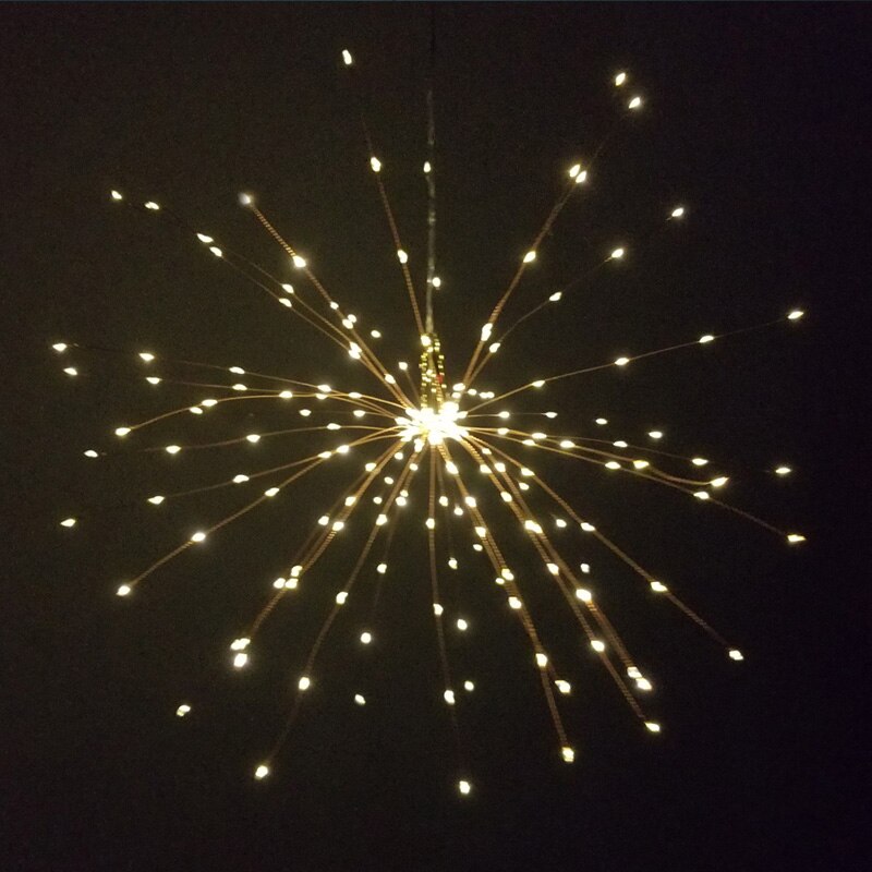 Veer Wedding Festival Decor Starburst String Lights Afstandsbediening Led Diy Vuurwerk Koperen Fairy Guirlande Kerstverlichting: Warm White / No feather