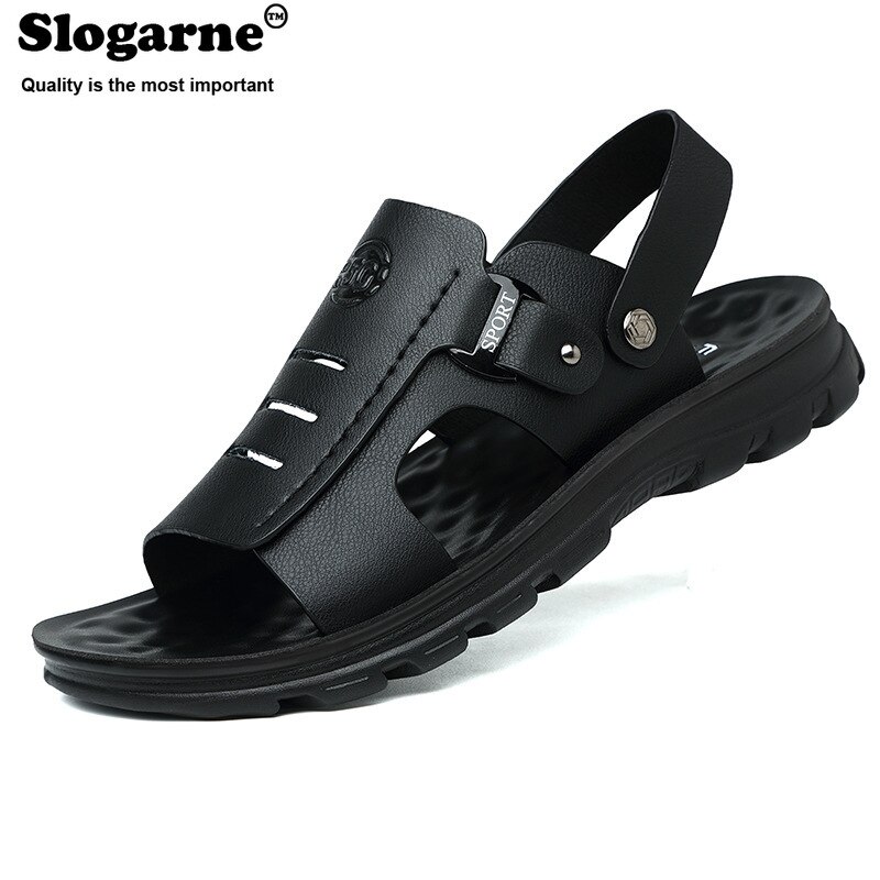 Sandalias ligeras y cómodas para hombre, zapatos informales de cuero suave, para la playa y caminar al aire libre