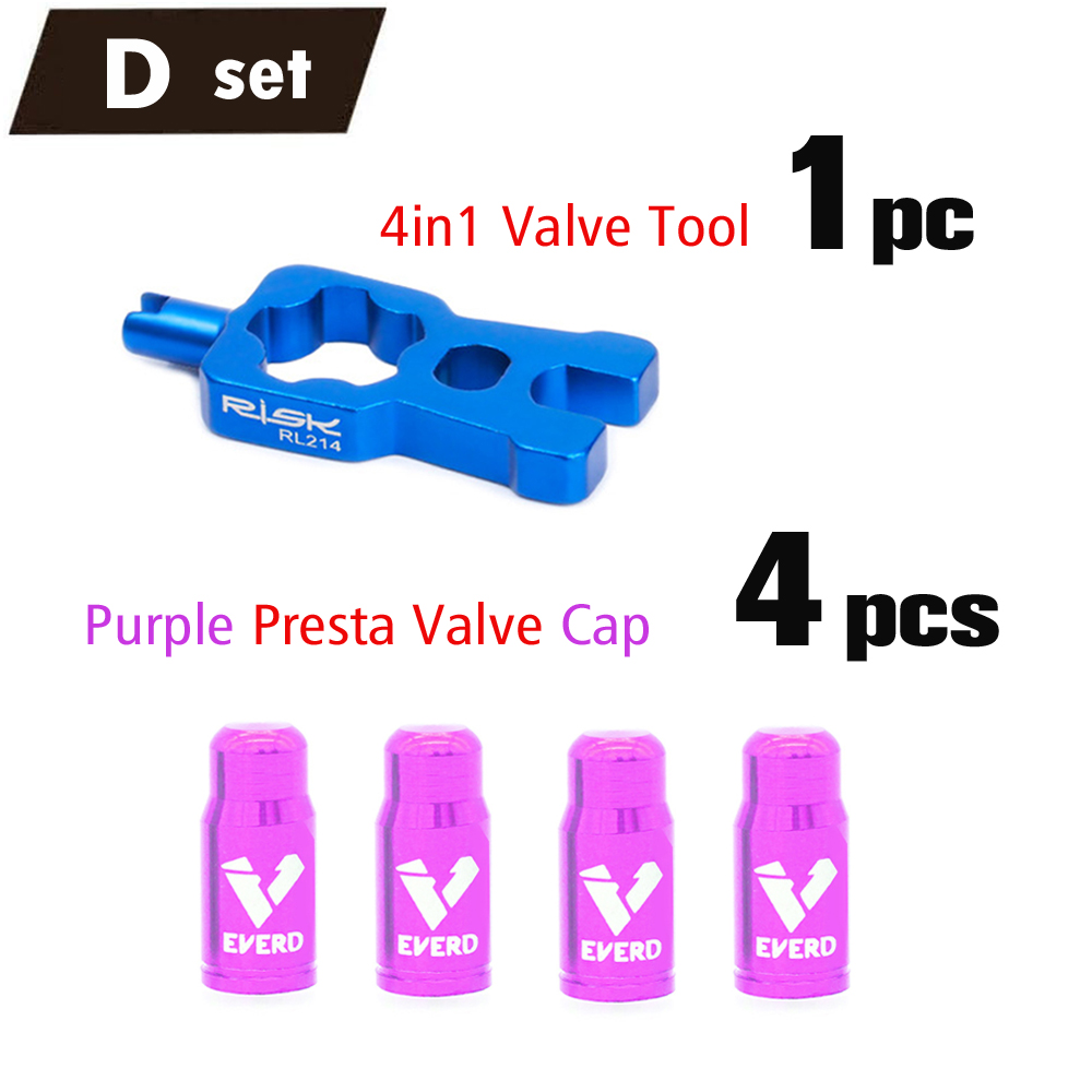 4 IN 1 Ventiel Remover Tool en Aluminium Fiets Presta Ventieldop Schrader Kleppendeksel Stofdicht voor MTB Racefiets
