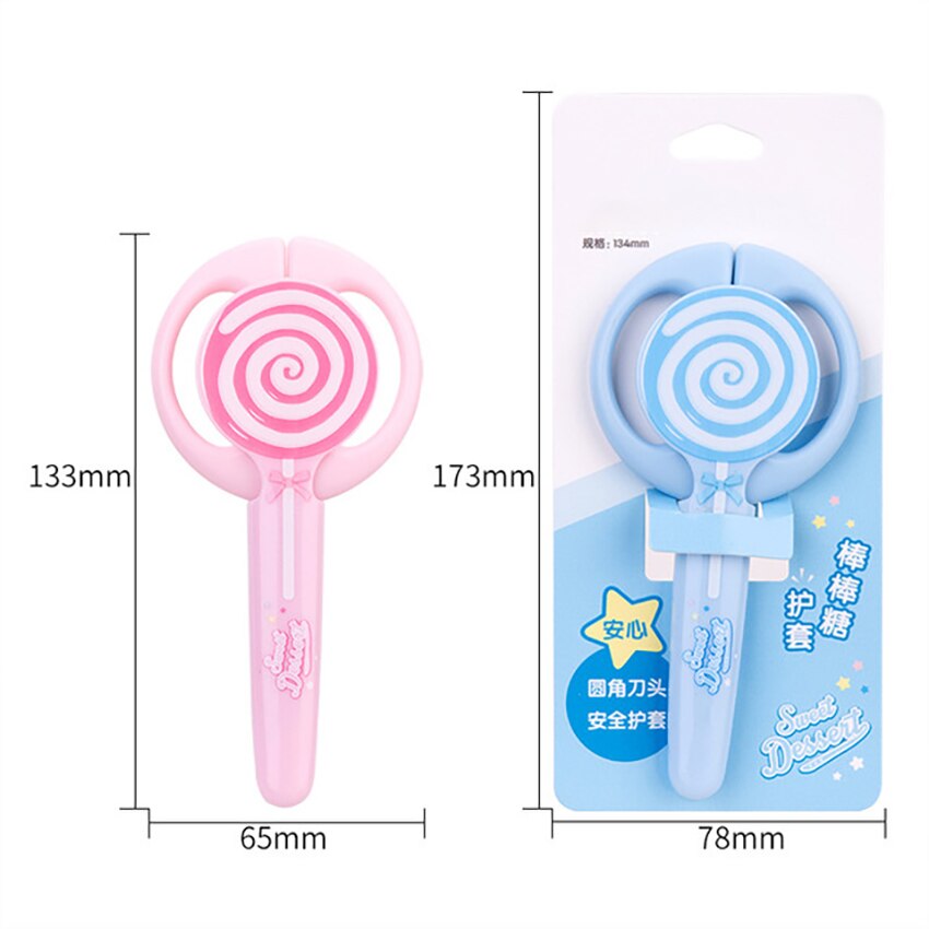 1pcs Mini Kids Scissors Cute Lollipop Shaped Safety Scissor Stainless Steel Student Scissors Cutting Stationery School Supplies