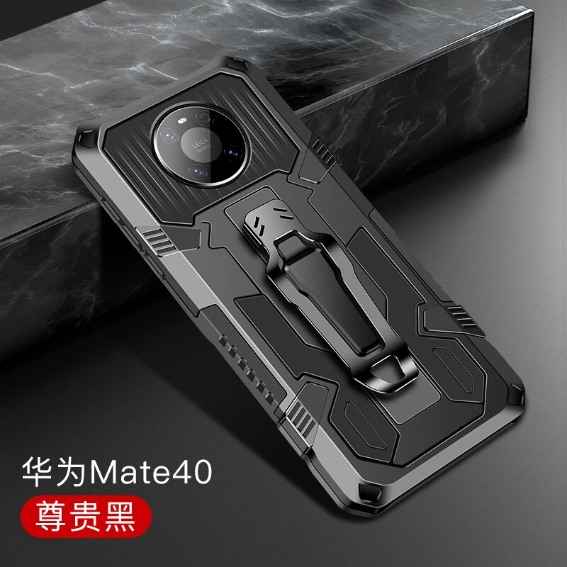 Armor Case For Huawei Mate 40 Pro Case Shockproof Belt Clip Holster Cover for Huawei Mate 40 Pro MATE40 40PRO Coque Funda: For Mate 40 Pro / Black