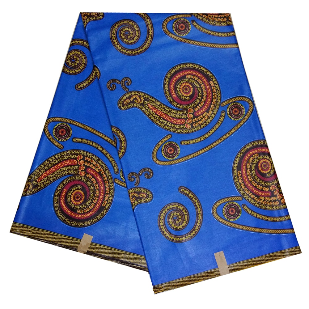 Afrikansk ankara pagne garanteret ægte ægte voks syemateriale blå 100%  bomuldssnegle mønster print stof 6 yards