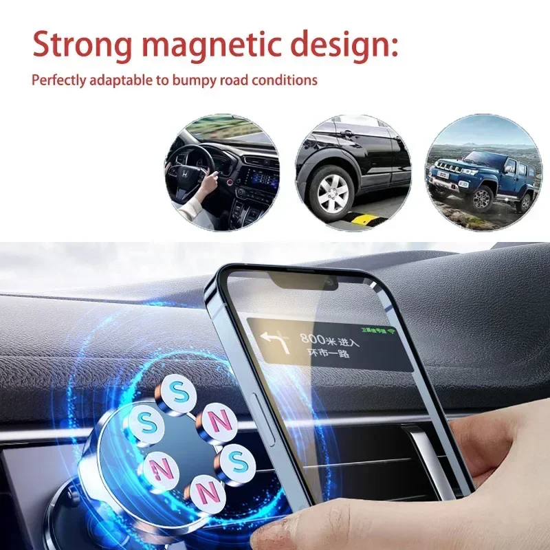 Rotating Car Phone Holder Foldable Stand Powerful Magnetic Metal Phone Holder Available in Multiple Scenarios Soporte