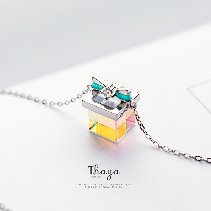 Thaya Color Light Bow Necklace 925 Silver Bohemia Interesting Color Prism Necklace for Women Special Jewelry