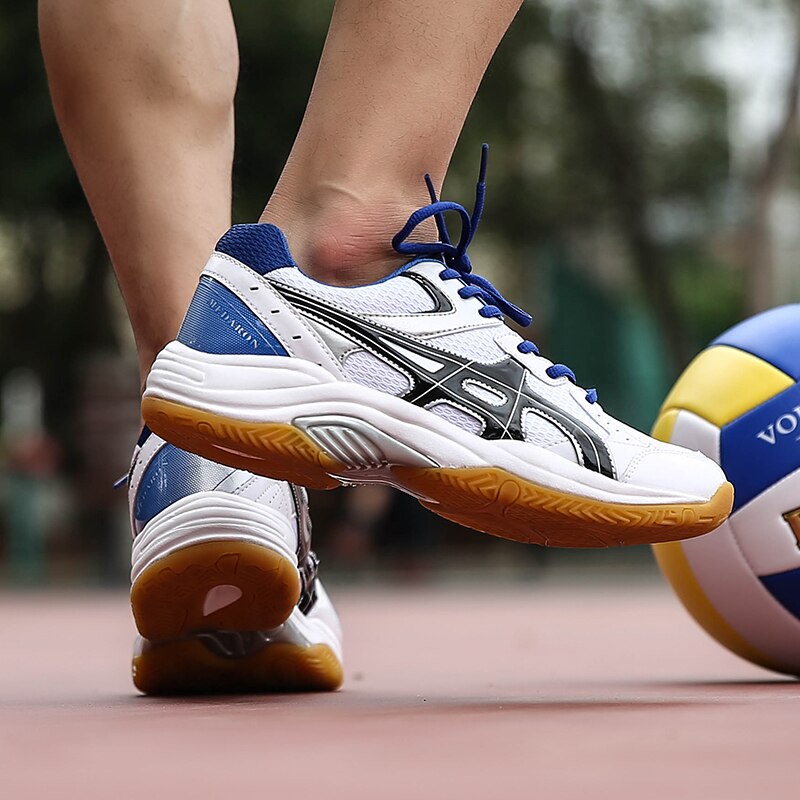 Mens Volleyball Shoes Breathable Volleyball Sneakers Men Light Weight Badminton Shoes Orange Blue Tennis Sneakers