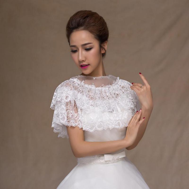 De con cuentas de encaje boda chaquetas de verano blanco de tul de novia capas mujer Bolero noche chales