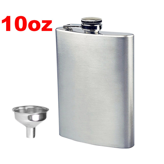UPORS 10OZ Hip Flask with Funnel Portable Stainless Steel Pocket Flask Whiskey Vodka Alcohol Bottle Metal Screw Cap Liquor Flask: 10oz and Funnel