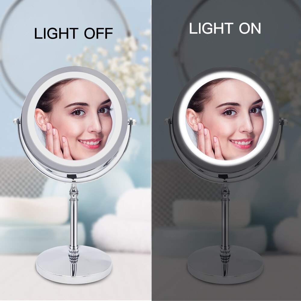 10X Magnifying Makeup Mirror Cosmetic LED Light Bathroom Mirrors Round Shape Desktop Backlit Mirrors In The Shower