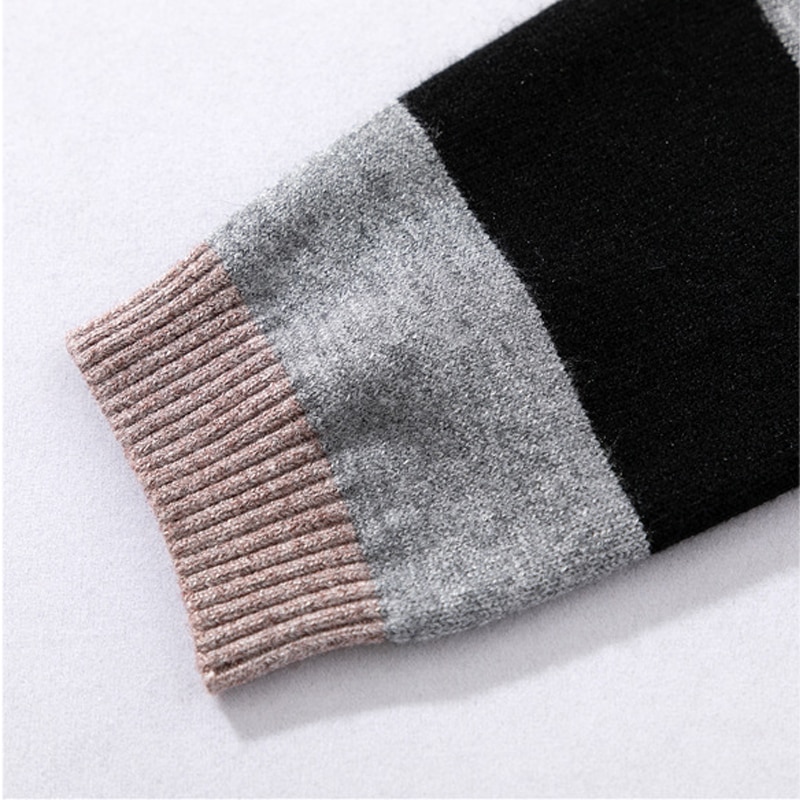 Autumn and winter casual women's knit sweater pants suit knit sportswear color strip stitching wool knit suit