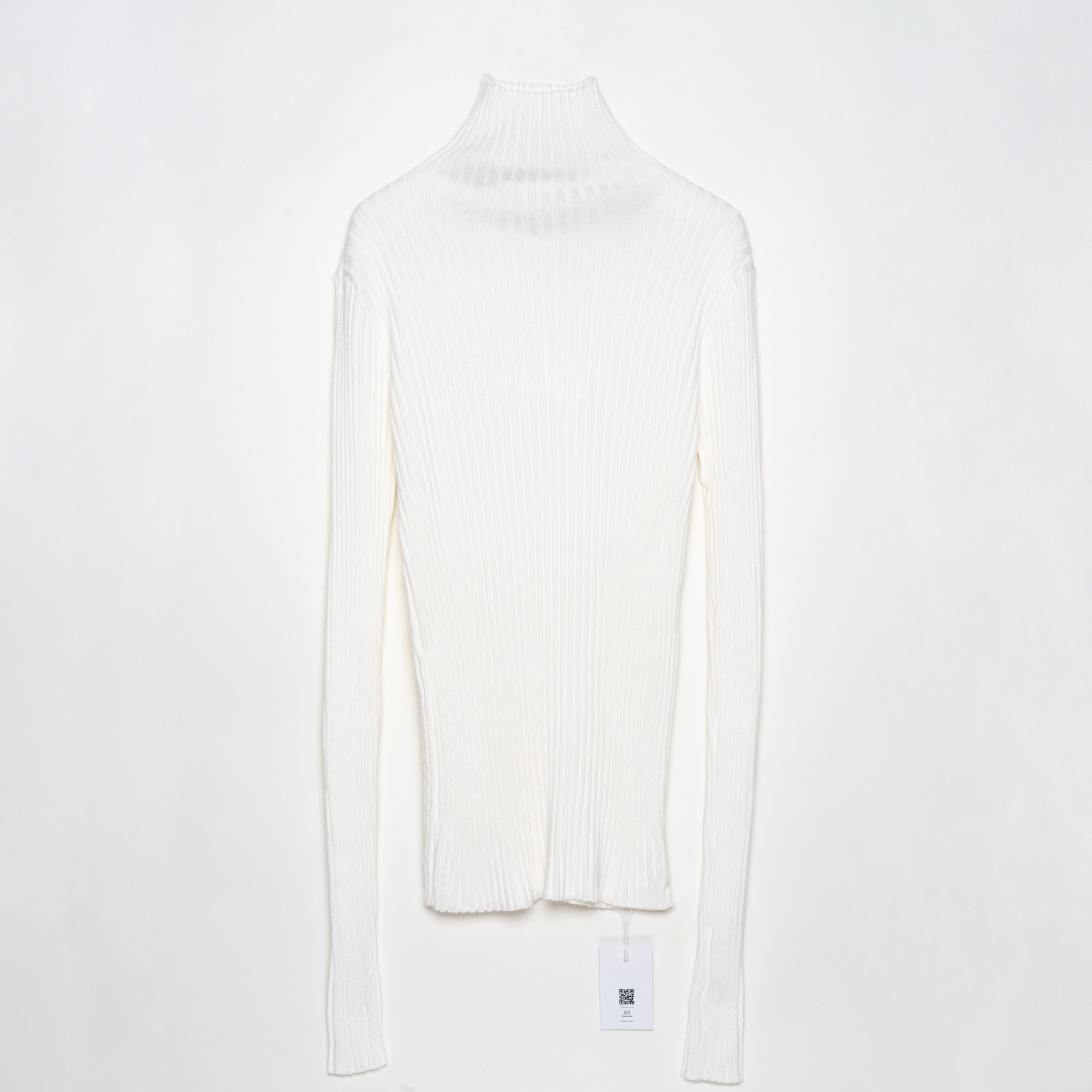 Ribbed Turtleneck Neck Sweater Women Cotton Mock Neck Sweaters Pullover Knitted Tops With Thumb Hole: white