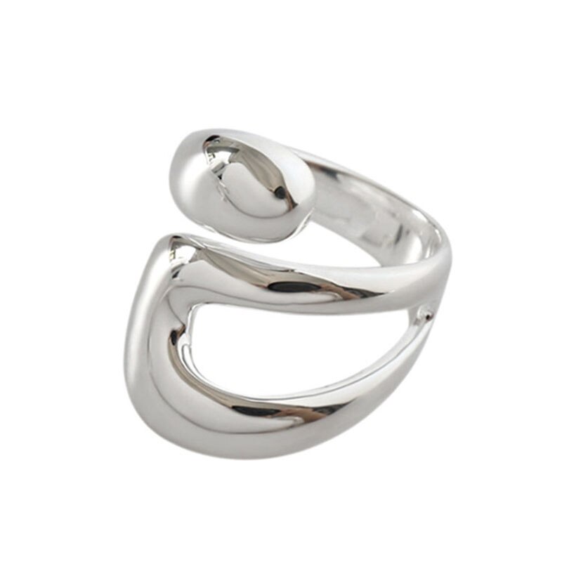 Foxanry Minimalistische 925 Sterling Zilveren Charm Ringen Voor Vrouwen Trendy Creatieve Water Hollow Geometrische Partij Sieraden: Silver