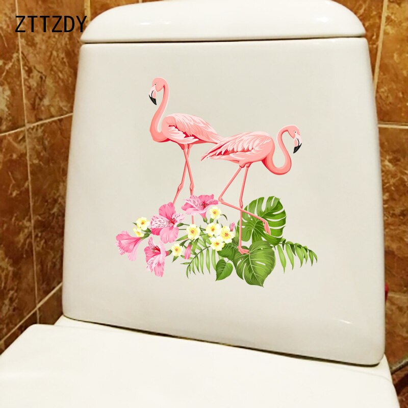 Zttzdy 22.9Cm × 23.8Cm Tropische Plant Flamingo Home Room Decor Klassieke Muur Wc Sticker T2-1041
