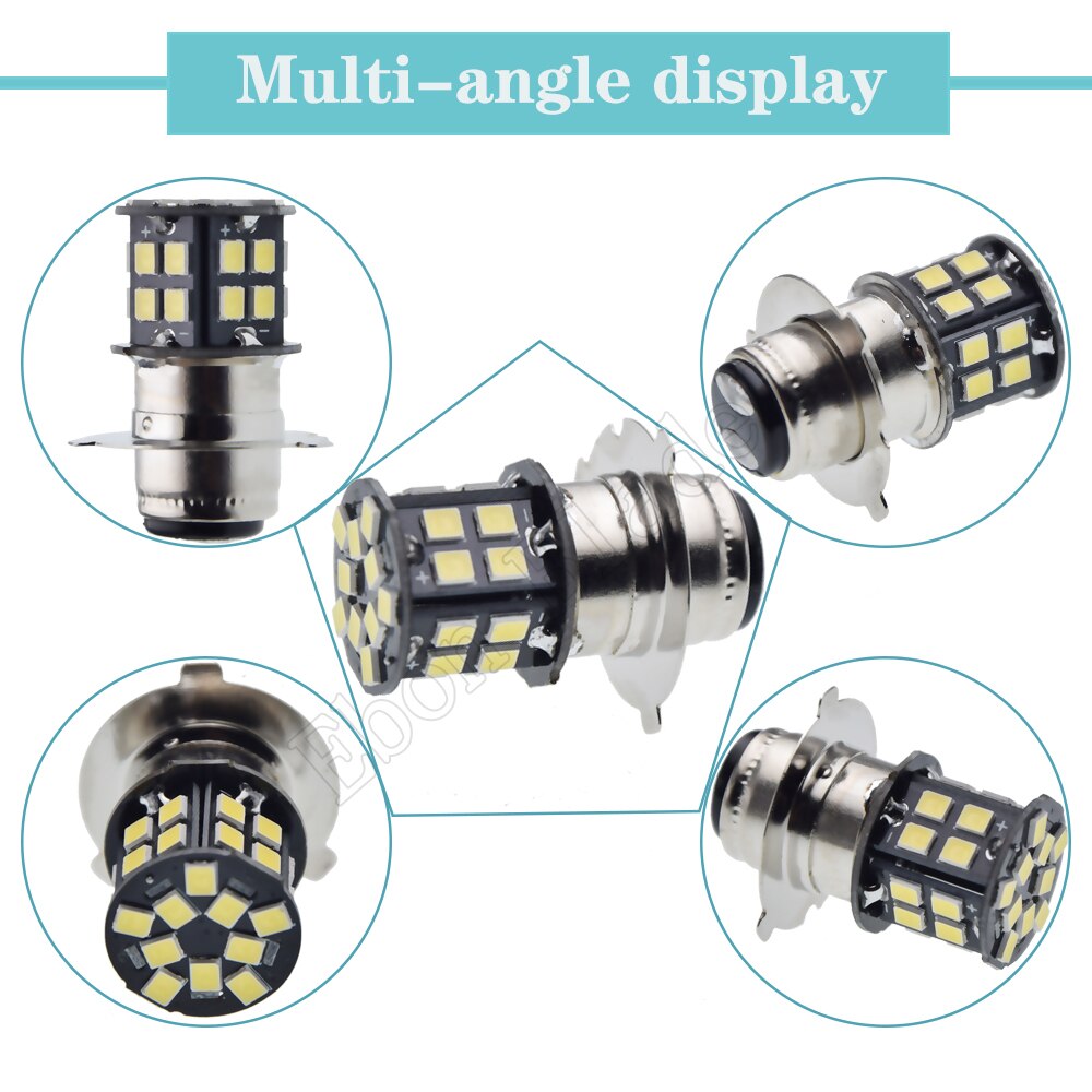 Ampoule blanche pour phare de Moto, 30 2835 SMD, 6V, 12V, 24V, lampe pour motocyclette, Scooter, ATV, 1 pièces