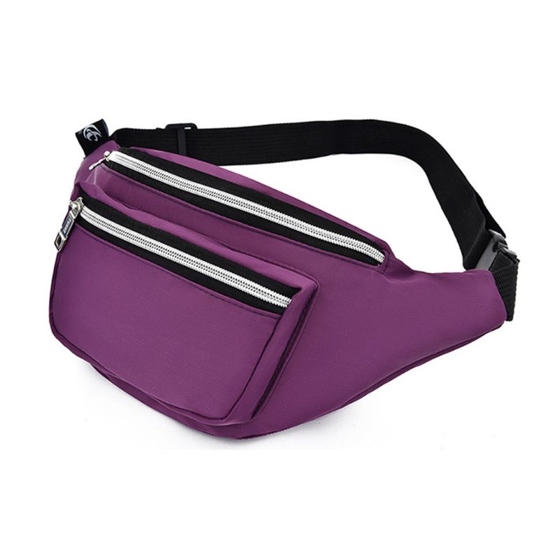 Unisex nylon heuptas mobiele telefoonhouder portemonnee dubbele rits borst handtas: Mv.