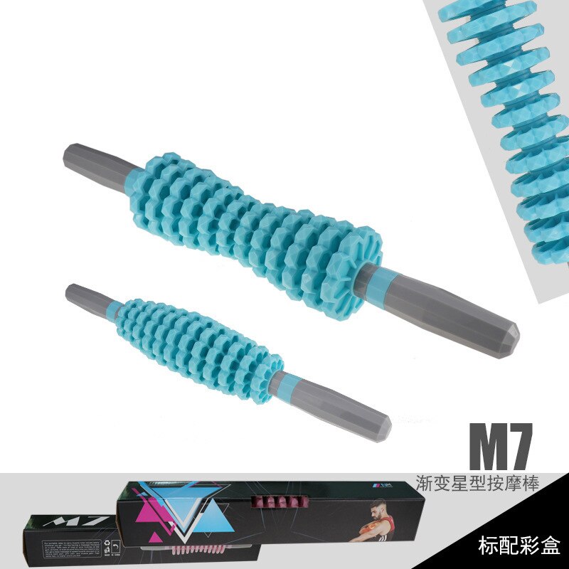 M7 aftagelige gear justerbare muskelrulle massagepind til yogablok dybvævsmassage til fitness yoga benarm: Blå