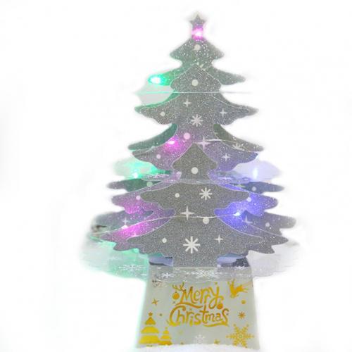1 Set LED Christmas Tree Shape Card Stake Display Handmade Beautiful Cardboard Card Stake Decor for Home: Silver 5 Color Light