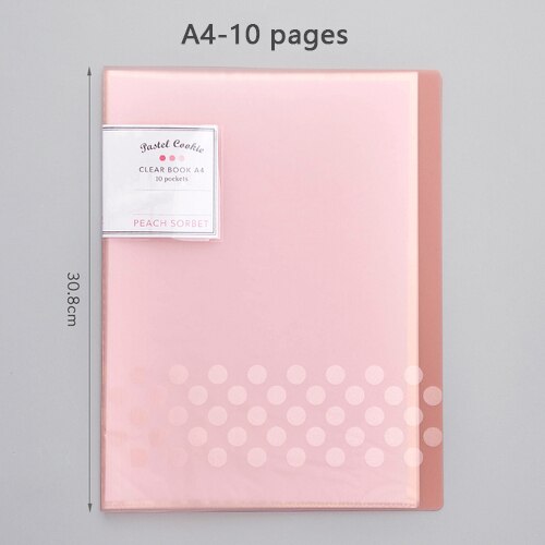 A4 multi-layer folder test paper storage school office supplies information book finishing paper files folder for documents: Pink-10 pages