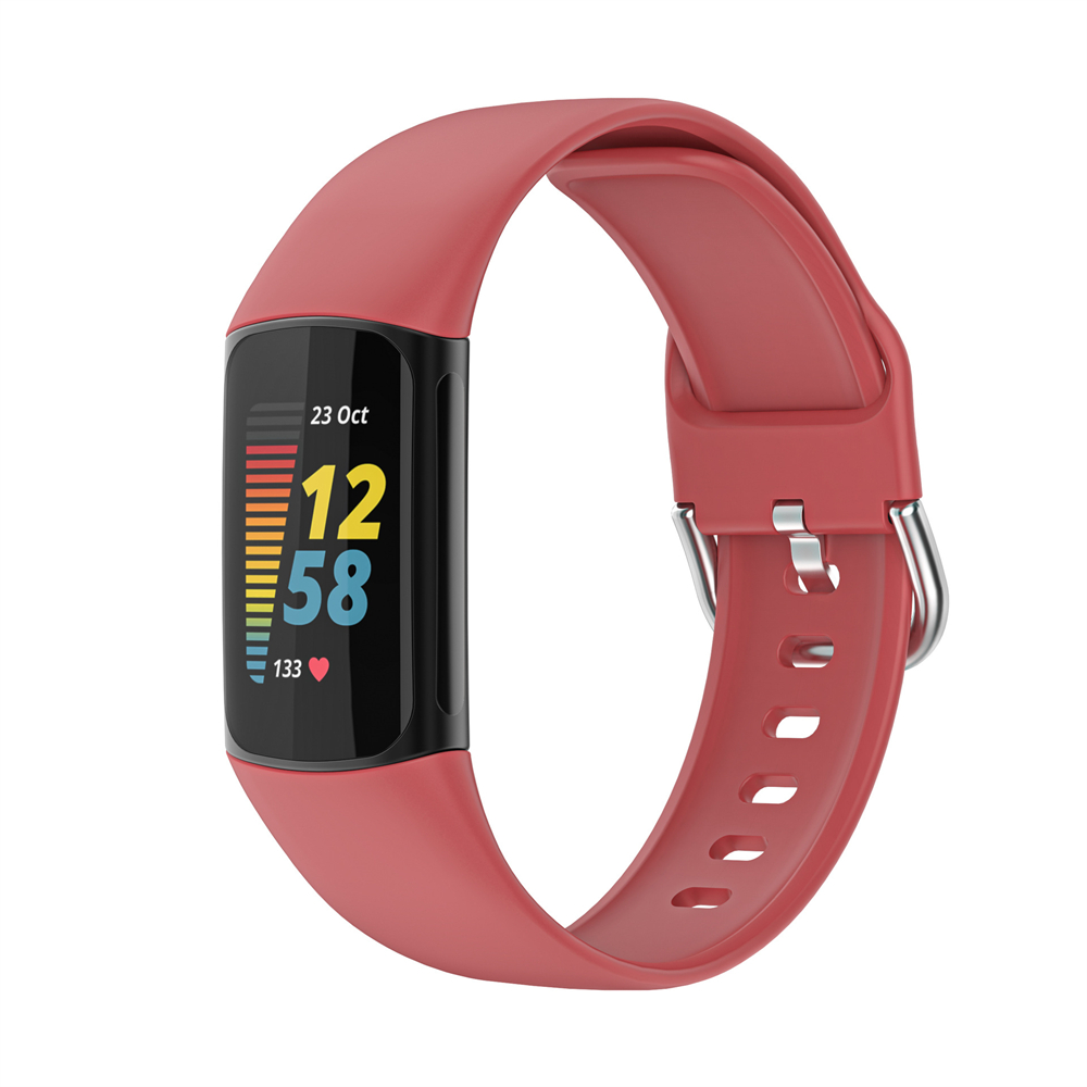 Essidi Siliconen Band Voor Fitbit Lading 5 Zachte Sport Polsband Correa Voor Fitbit Lading 5 Horloge Loop Vervanging: Rood