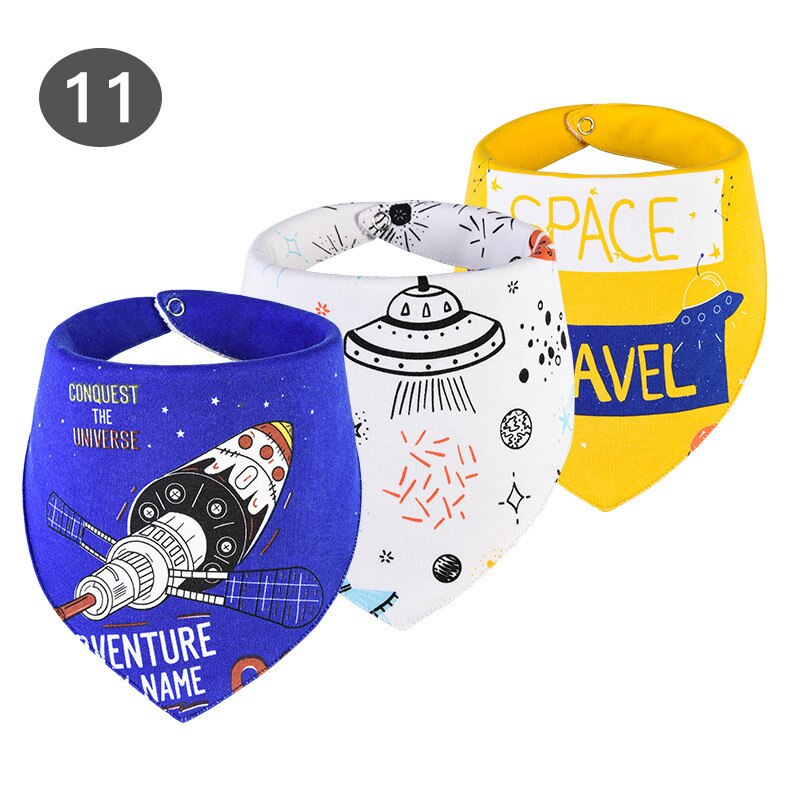 Slabbers Waterdicht voor 0-2 Jaar Oud 3 stuks/set Katoen Bandana Accessoires 3 lagen Cartoon Print Baby Driehoek handdoek: 11