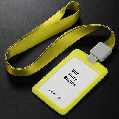 Porta badge identificativo in acrilico trasparente con custodia in silicone, cordino retrattile, porta documenti/crédito verticale, porta badge per due carte: green