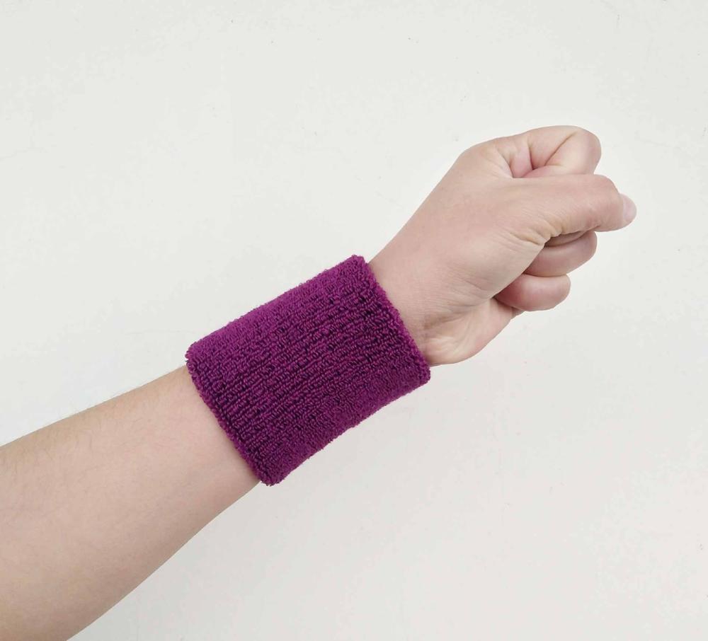 1pc Wristbands Sport Sweatband Hand Band Sweat Wrist Support Brace Wraps Guards For Gym Volleyball Basketball Teennis: plum / 80X100MM