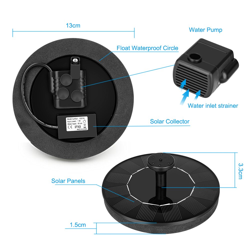 Solar Floating Pump 4 Nozzles Solar Fountain Garden Water Fountain Pool Pond Decor Solar Panel Powered Fountain Water Pump