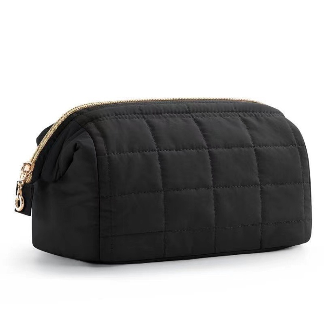 Makeup Bag Travel Toiletry Bag, Puffy Padded Make Up Bags for Women Makeup Organizer Case, Wide-open Pouch Purse Travel Essentia