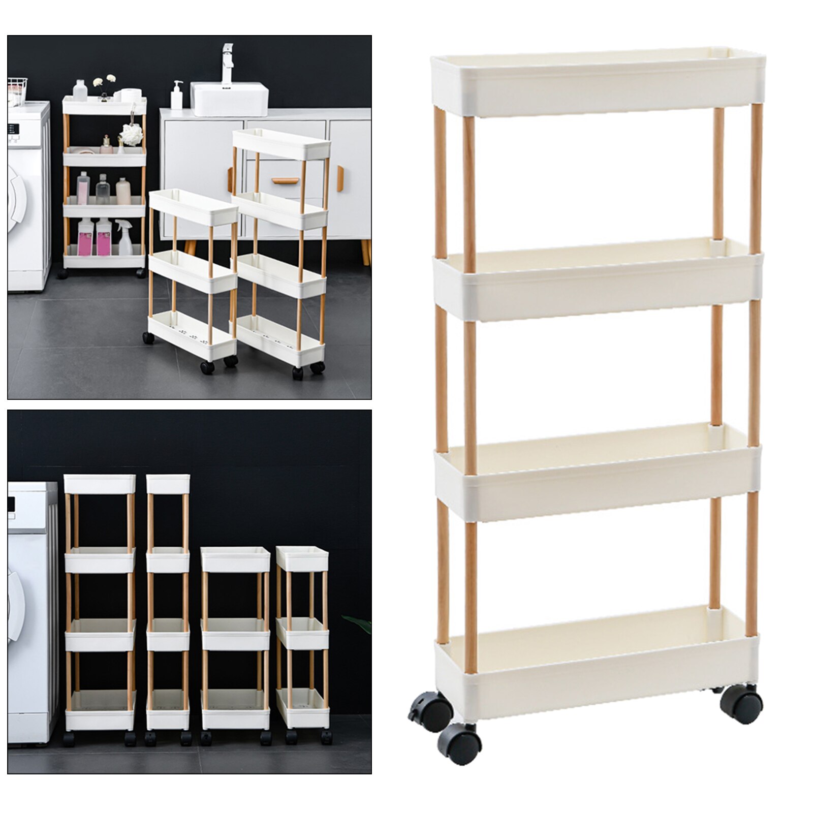 Multifunctional Storage Trolley Cart Space Saving Shelf Rack Organizer Tray Laundry Room Dining Room Kitchen: Narrow 4Layer