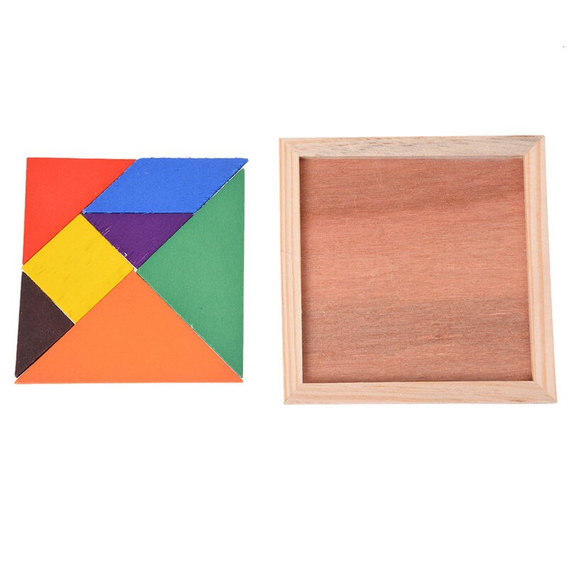 Pädagogisches siebenteiliges holzpuzzle, tangram, denkspiel, babyspielzeug