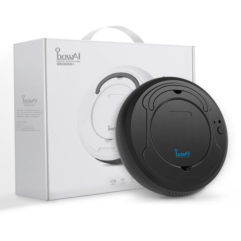 ObowAi 1800Pa Smart Auto Robot Vacuum Cleaner 3-In-1 Auto Rechargeable Smart Sweeping Robot Dry Wet Sweeping Vacuum Cleaner Home: Cool black