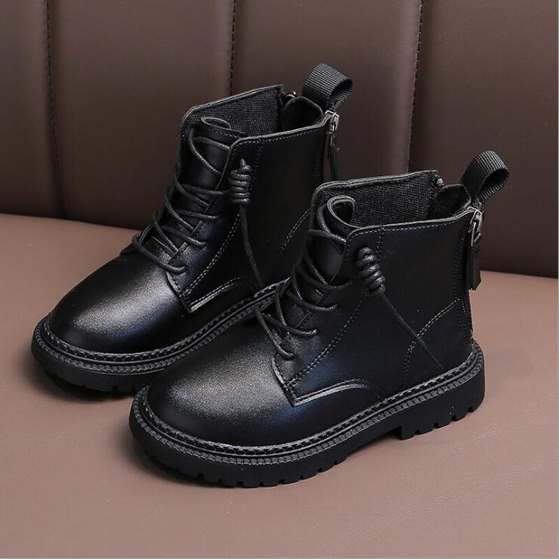 Peuter Jongens Zwart Lederen Schoenen En Najaar Baby Kinderen Laarzen Jongens Casual Sneakers Mode Meisjes Leren Schoenen Kids
