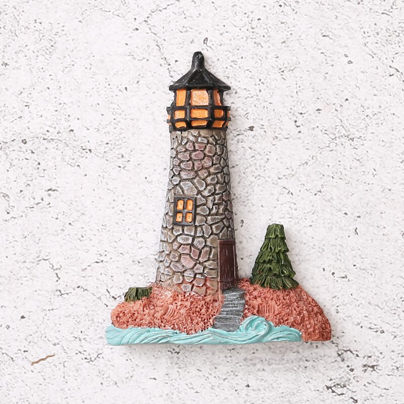 Kylskåp magnet magnetisk harts medelhavsvind fyr sjöman kapten kryssningsfartyg souvenirer kylskåp dekoration: Slottsfyr e
