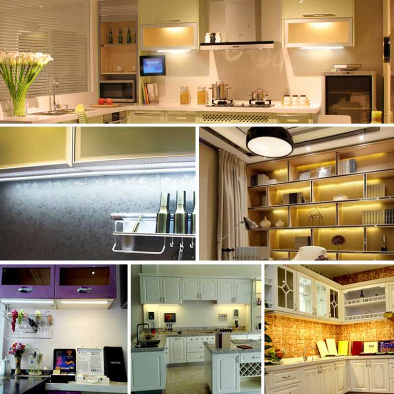 Claite 30cm 45cm 50cm uv yw tre stil aluminium kanalholder til ledet stripe lys bar under skap lampe kjøkken 1.8cm avlet