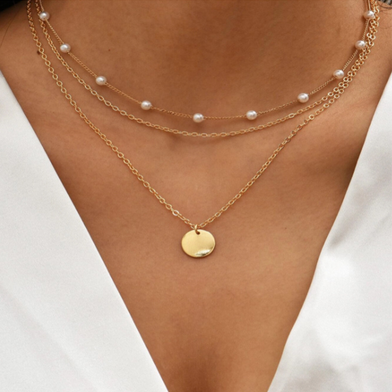 Collana vintage sul collo Catena color oro Gioielli da donna Accessori a strati Abbigliamento per ragazze Regalo estetico Ciondolo moda 2021: Bronzo antico placcato