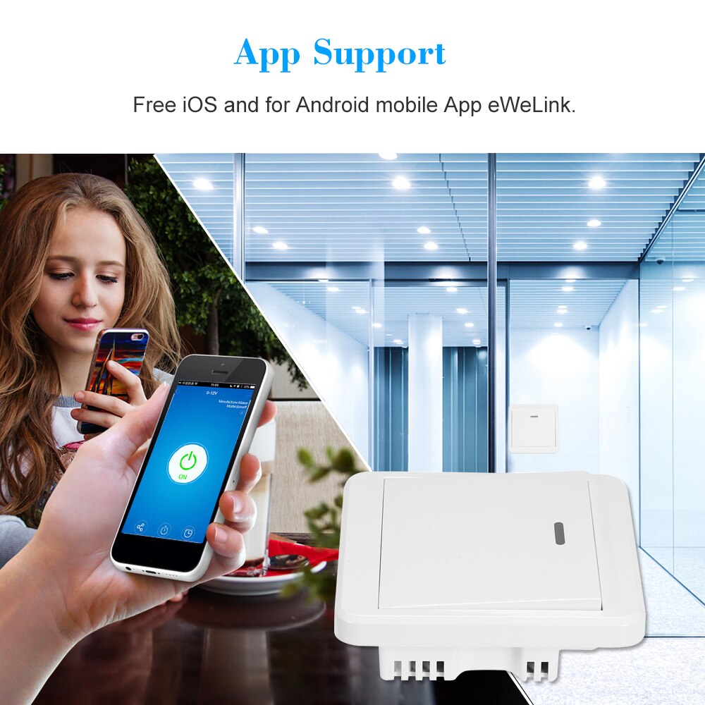 eWeLink WiFi Door Exit Button 433MHz Wireless Release Push Switch Access Control System Emergency Alarm Trigger Switch