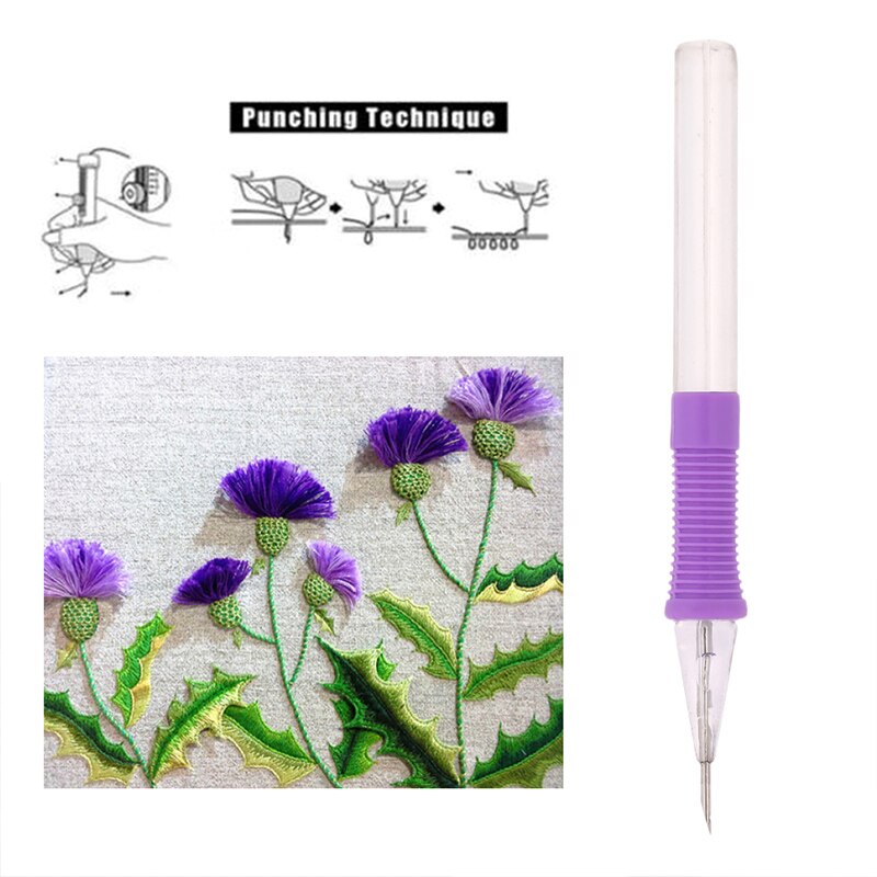 Plastic Embroidery Tool Punch Needle Magic Embroidery Pen Stitching Textiles Cross Stitch Diy Linens Durable Picture Yarn