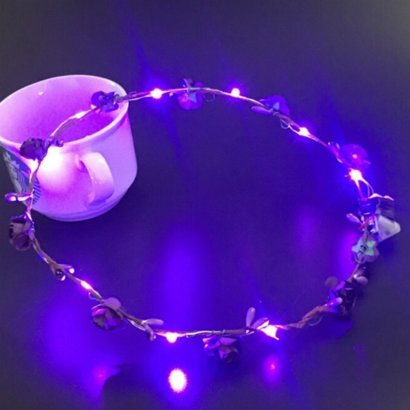 Guirnalda de pelo LED para de boda para mujer, corona, diadema Floral, diadema