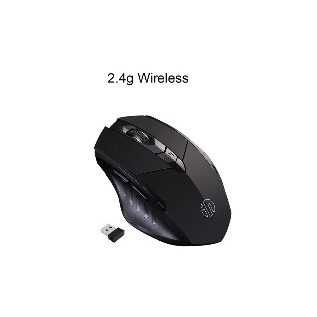 Rechargeable Wireless Mouse Three Modes 2.4G Bluetooth Ergonomic Optical Mouse 4000DPI Mechanical Touch 6 Buttons for Laptop PC: 2.4G black