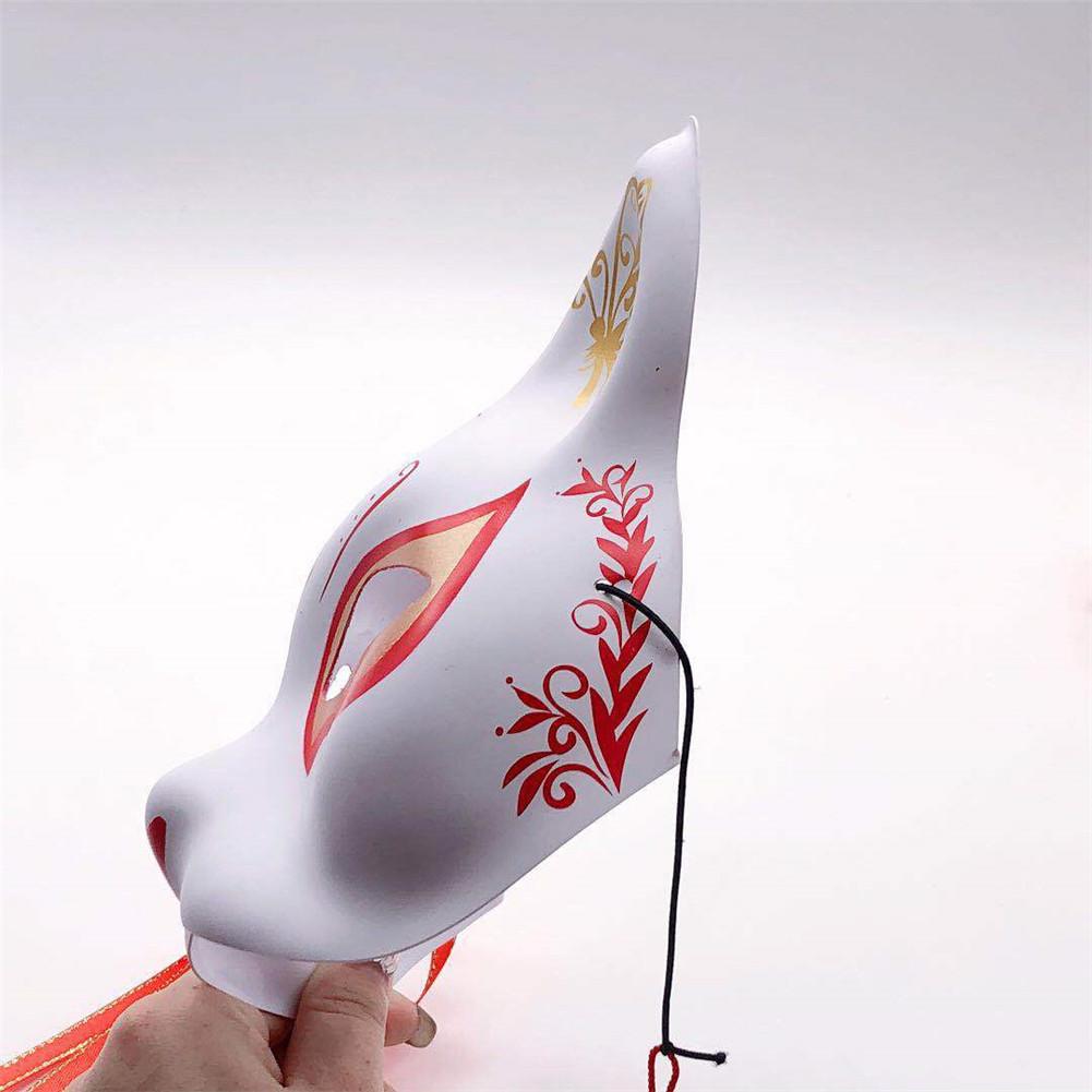 Masque d'halloween japonais peint à la main demi visage renard Cosplay masque demi visage danse masque chat visage renard masque accessoires de Performance