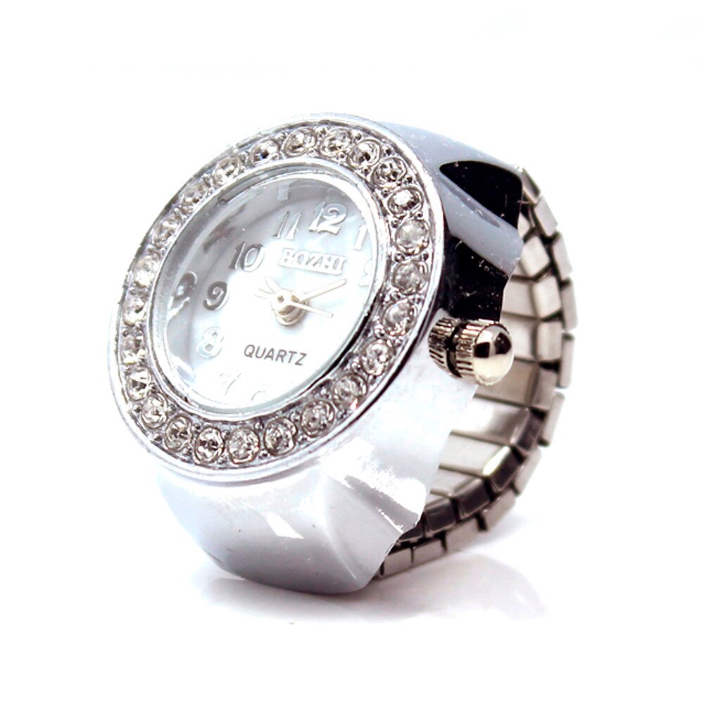 Dial Quartz Analoog Horloge Creatieve Staal Cool Elastic Quartz Finger Ring Horloge Vrouwen Vintage Klok Relojes Para Mujer Ring Horloge