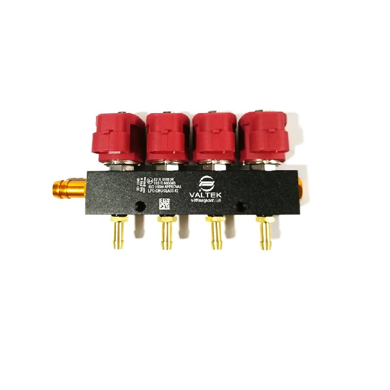 De alta velocidad CNG LPG riel inyector 3Ohms para 4 cilindros inyección secuencial Sistema Común riel del inyector y accesorios: Rojo