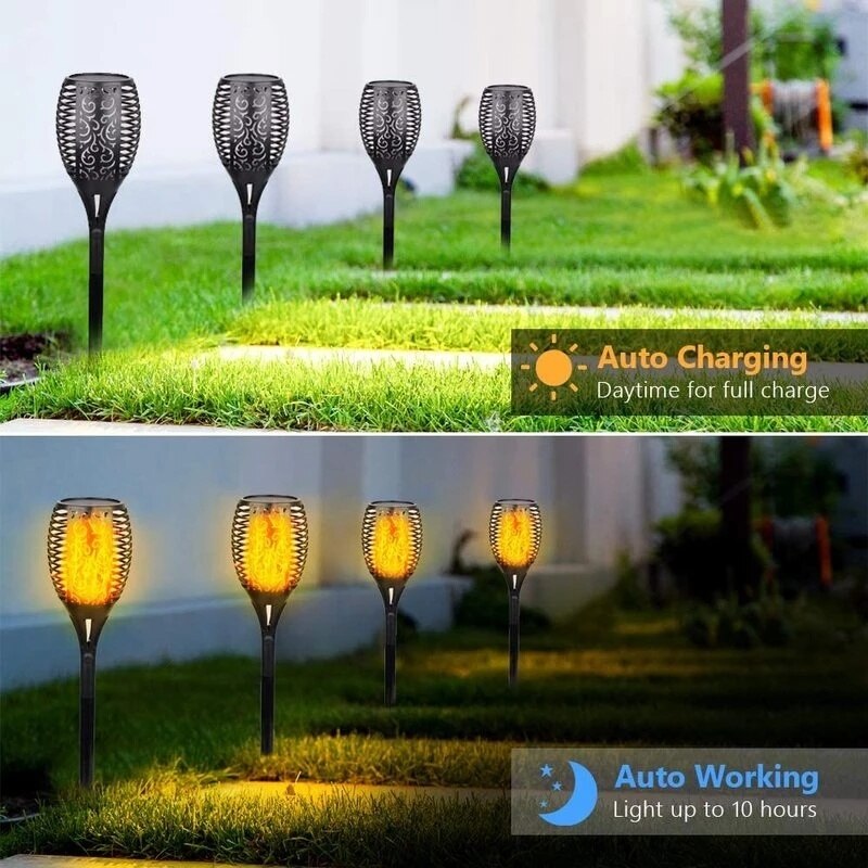 12LED 33LED Solar Flame Torch Light Flickering Waterproof Garden Decor Landscape Lawn Lamp Path Lighting Torch Outdoor Light