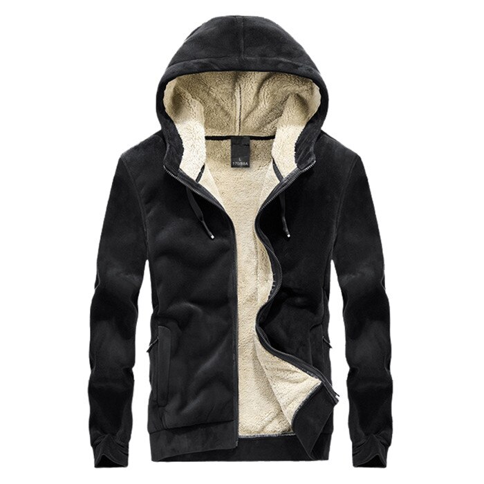 Mountainskin vinter fleece hoodie sweatshirt herr tjock varm kappa manlig enfärgad jacka herr märkeskläder 8xl sa811: Svart / 8xl